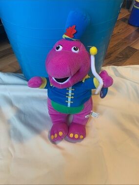 Barney  Band Leader Dinosaur Plush with Blue Outfit